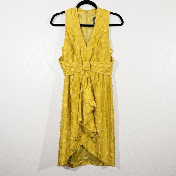 New Quillaree BHLDN x Anthropologie Yellow Silk Tethered Dot Dress 0 - Picture 2 of 11